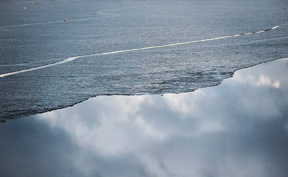 Ice melting on Lake Champlain, April 2015.