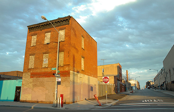 Brooklyn Light: A brick building and a motorcycle   Kent Avenue and North 10th, March 2008